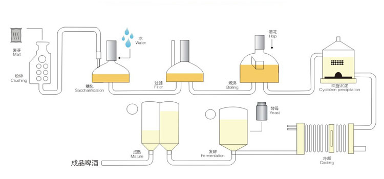 啤酒设备生产流程图